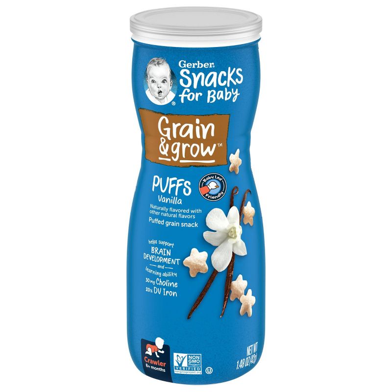 Gerber Puffs Vanilla Cereal Baby Snacks - 1.48oz, 1 of 9