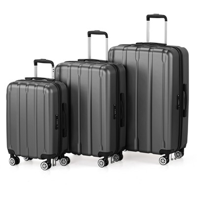 KTMBDW Luggage Set of 3 Hardside Suitcase Sets with TSA Lock, 4 Spinner Wheels, ABS Lightweight Trolley Travel Case for Business Trip,Smoky (20/24/28)