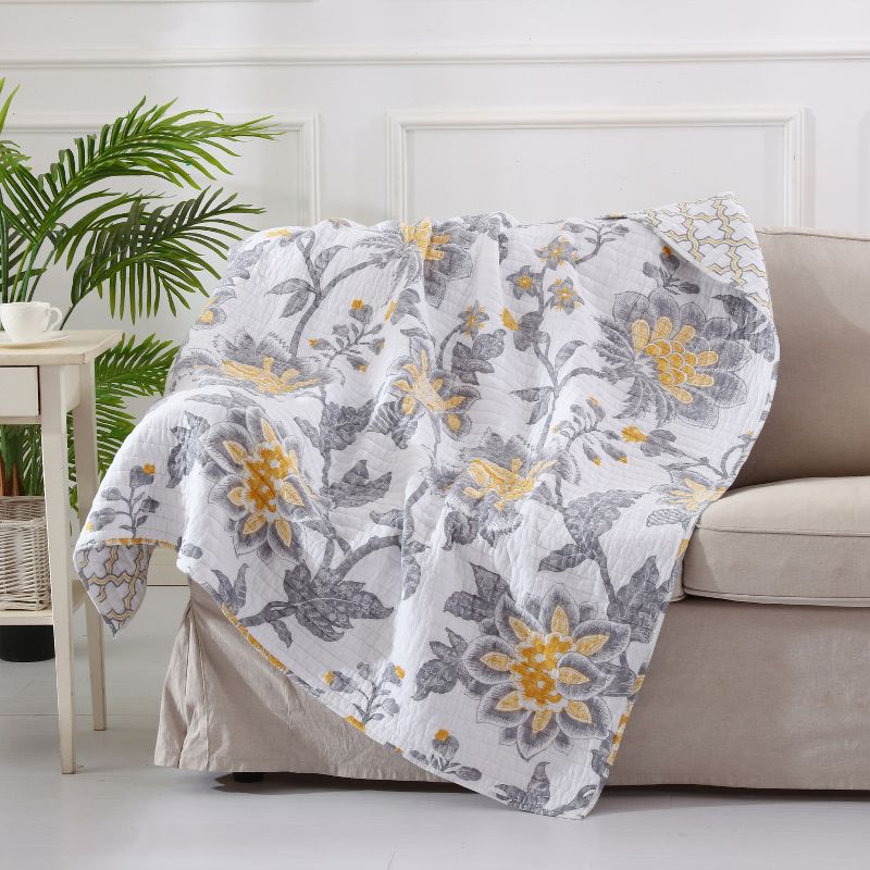 Reverie Floral Quilted Throw - Levtex Home, 1 of 4