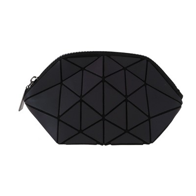 Unique Bargains Portable Geometric Shell Makeup Bag Gray 1 Pc