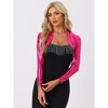 INSPIRE CHIC Women's Cropped Holographic Party Shiny Lightweight Long Sleeve Shrugs - 3 of 4