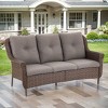 POCASSY 68" Wide Outdoor 3-Seater Sofa Patio Couch, All Weather Brown Wicker Patio Couch with Cushions for Porch Deck Backyard Pool - 2 of 4