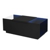 PAGED Modern Spliced Glass Top Coffee Table with Storage Drawers & High-Gloss Finish,Functional Open Storage Center Table for Living Room,Bedroom - 4 of 4