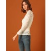INSPIRE CHIC Women's Vintage Semi-Sheer Puff Long Sleeve Embroidery Lace Floral Blouse - 4 of 4