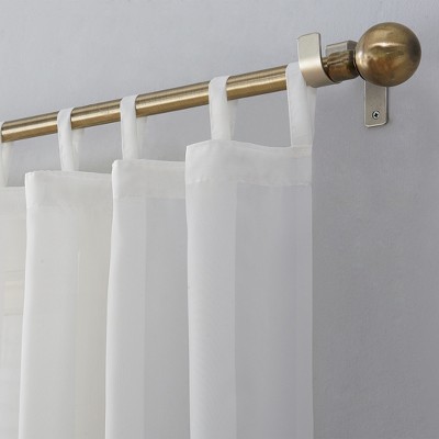 White Sheer Tab Top Polyester Curtain Panel 59" x 63"