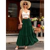 Women's Boho Beach Maxi Skirt - High Waist Flowy Pleated & Ruffle Long Skirt with Pockets Dark Green - 4 of 4