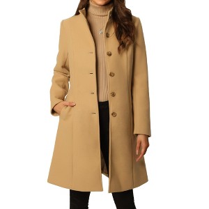 Seta T Women's Stand Collar Belted Single Breasted Long Coat - 1 of 4