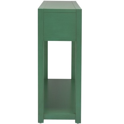Sadie Turquoise Iron and Wood Console Table with Storage