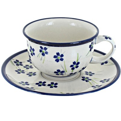 Blue Rose Polish Pottery Willow Cup & Saucer