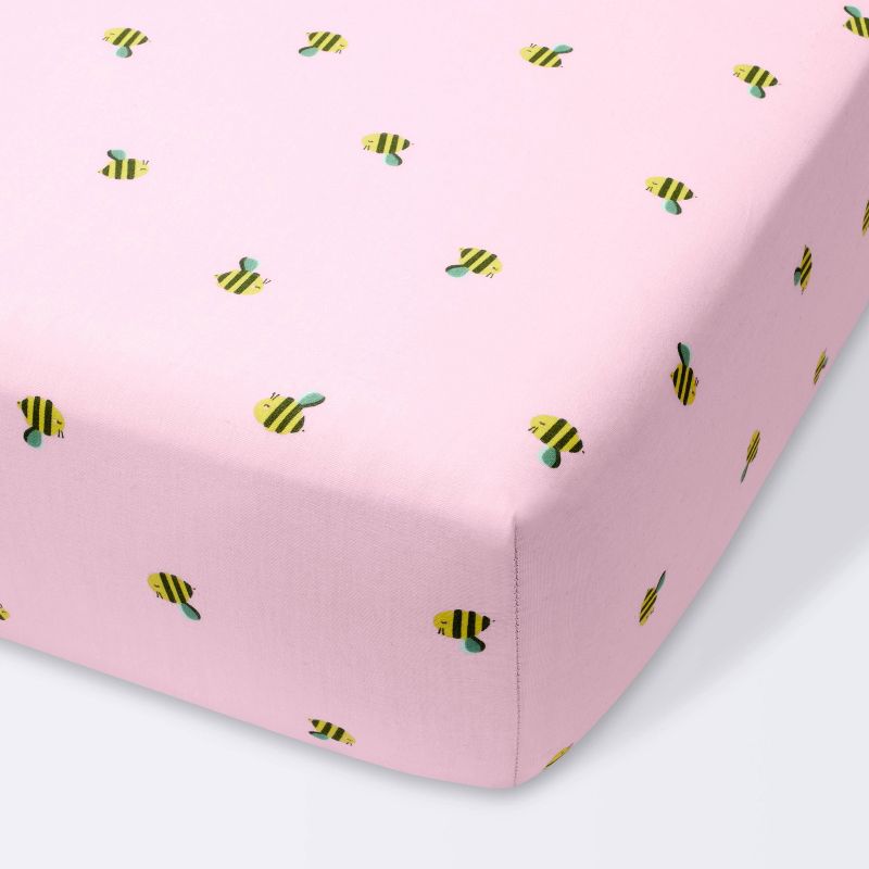 Fitted Crib Sheet Honeybees - Cloud Island&#8482; Pink, 1 of 7
