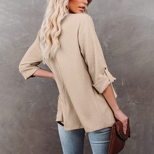 Clearlove Womens Blazer Jackets Roll Up Long Sleeve Open Front Loose Business Casual Coats with Pockets - 1 of 4