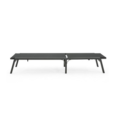 Black Aluminum Adjustable Outdoor Folding Chaise Lounge Set