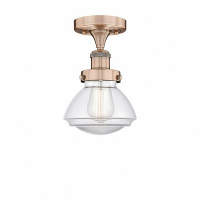 Olean - 1 Light Semi-Flush Mount In Art Deco Style-8.25 Inches Tall and 6.5 Inches Wide