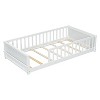 NicBex Twin Size Wood Montessori Bed with Built-in Book Storage Rack,Floor Bed with Safety Guardrails,Modern Toddler Bed for Bedroom,White - 4 of 4