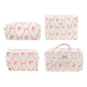 Unique Bargains Bow Handheld Makeup Bag 4 Pcs - 1 of 4