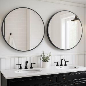 Dovelina Round Aluminum Framed Bathroom Vanity Mirror Hanging Mirror（Set of 2) - 1 of 4