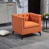 Arm Chairs with Linen Fabric,Mid Century Accent Arm Chairs Comfy Reading Lounge Club Armchair,Accent Single Sofa Chair with Arms-Cuddlewood - 2 of 4