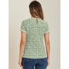 Allegra K Women's Round Neck Pearl Trim Short Sleeve Tweed Blouse - 3 of 4