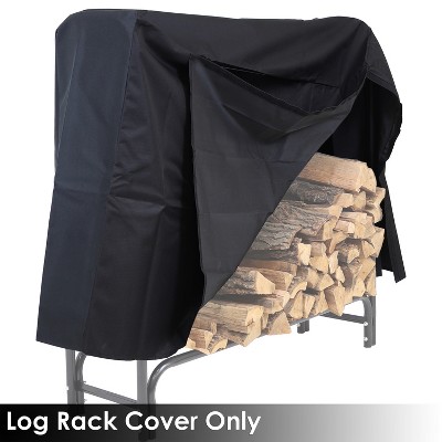 4-Foot Black Heavy-Duty Polyester Firewood Log Rack Cover