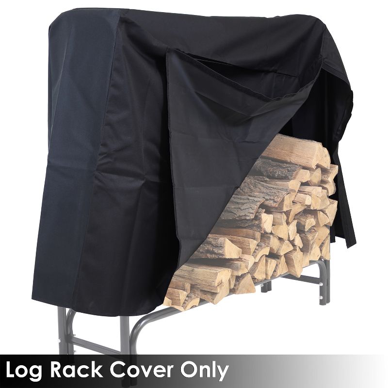 Sunnydaze Outdoor Weather-Resistant Heavy-Duty Durable PVC Firewood Log Rack Holder Cover - Black, 5 of 8