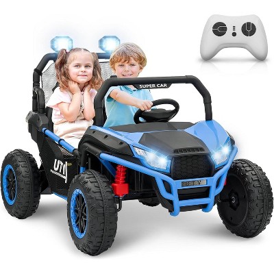 24V 2 Seater Ride on UTV Kids Car with Remote Control, Ride on Truck Toys with LED Lights, Bluetooth, Treaded Tires, for Boys Girls