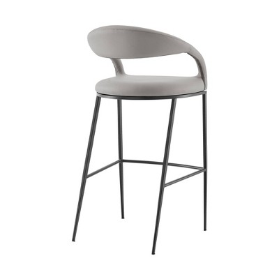 Ramona 26" Light Gray Faux Leather and Iron Counter Stool