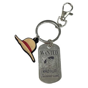One Piece - Monkey D. Luffy Engraved Metal Wanted Poster w/ PVC Straw Hat Keychain - 1 of 1