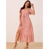 Seta T Women's Summer Casual V Neck Split Hem Short Sleeve Floral Maxi Sundress - 3 of 4