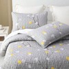 Floral Quilt Set King Size 3Pcs, Grey Branch with Yellow Turquoise Polka Dot Pattern All Season Lightweight Coverlet SetsKing 106x96 - 3 of 4