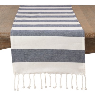 Saro Lifestyle Saro Lifestyle All Cotton Striped Tassel Runner