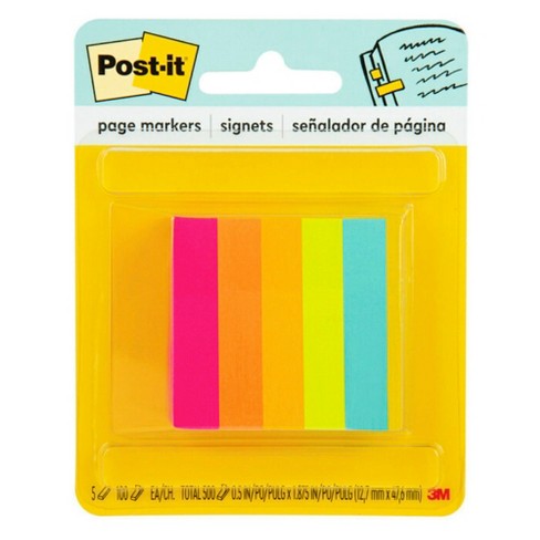 BKMCY62 Creatiburg Sticky Paper Tab 1 x 3 inches Small Sticky Notes 18 Pads  100 Sheets/pad Page Marker 3 Bright Colors, Great Office