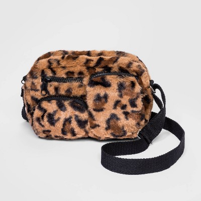 Girls' Faux Fur Leopard Crossbody Bag - art class™ Tan
