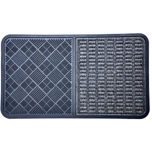 HomeRoots 16" X 28" Gray Synthetic Fiber Abstract Outdoor Door Mat - 1 of 4