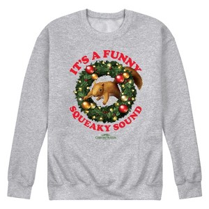 Men's - National Lampoon - Christmas Vacation Squirrel Squeaky Sound Graphic Fleece Sweatshirt - 1 of 4