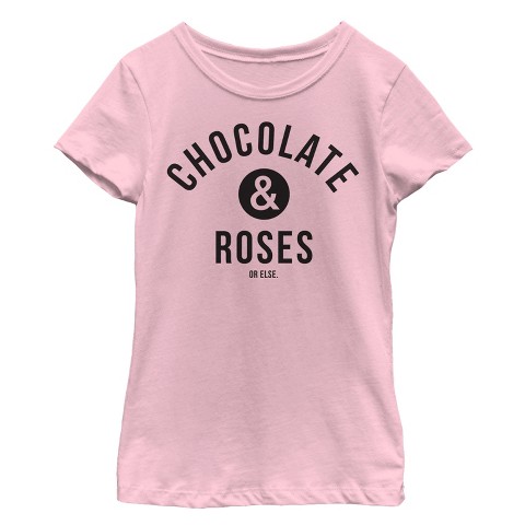 LOST GODS Girl's Lost Gods Valentine's Day Chocolate and Roses T-Shirt - Light Pink - X Large