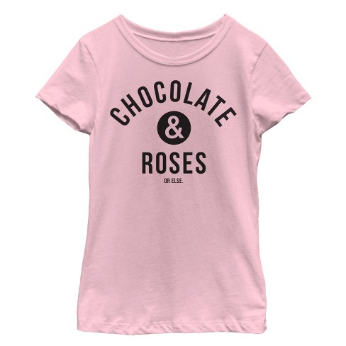 Girl's Lost Gods Valentine's Day Chocolate and Roses T-Shirt - Light Pink -  X Small