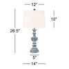 Regency Hill Tanya Traditional Table Lamps 26 1/2" High Set of 2 Blue Washed Tapered Drum Shade for Bedroom Living Room Bedside Nightstand Office Kids - 4 of 4
