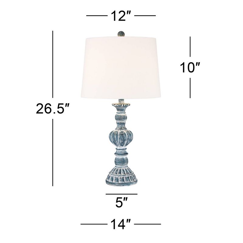 Regency Hill Tanya Traditional Table Lamps 26 1/2" High Set of 2 Blue Washed Tapered Drum Shade for Bedroom Living Room Bedside Nightstand Office Kids, 4 of 10