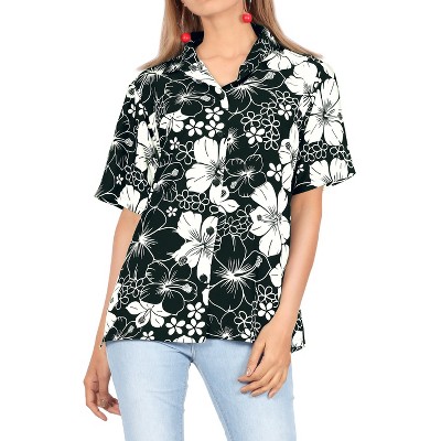 LA LEELA Button Down Shirt Tropical Colorful Blouse Dress Shirt Short Sleeve Hawaiian Tops Vacation Button Up Beach Party Summer Shirts