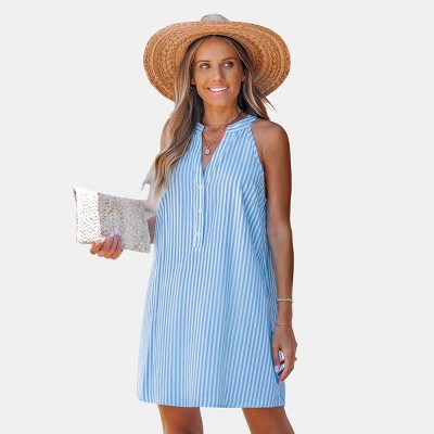 Women's Striped Button Down Shirt Dress - Cupshe