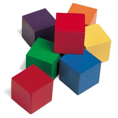 Blocks for Crafts, Colorful Wooden Cubes (6 Colors, 0.6 In, 100