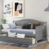Twin Size Daybed with Storage Drawers and Arched Backrest, Solid Pine Wood Frame Bed for Bedroom or Living Room-Baofuwish - 3 of 4
