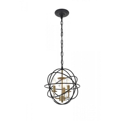 Elegant Lighting Wallace 3 light Matte Black and Brass Pendant