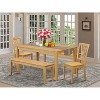 HomeStock 5-Piece Rectangle Natural Oak Finish Solid Wood Top Dining Table with 2 Benches, 2 Chairs - 2 of 4