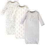 Touched by Nature Baby Organic Cotton Long-Sleeve Gowns 3pk, Farm Friends, 0-6 Months