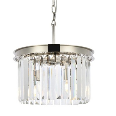 Elegant Lighting Sydney 3 light Polished nickel Pendant Clear Royal Cut Crystal