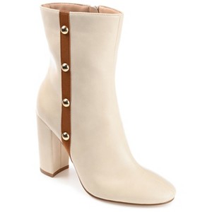 Journee Collection Womens Gaibriel Round Toe Block Heel High Ankle Booties Beige 10 - 1 of 4