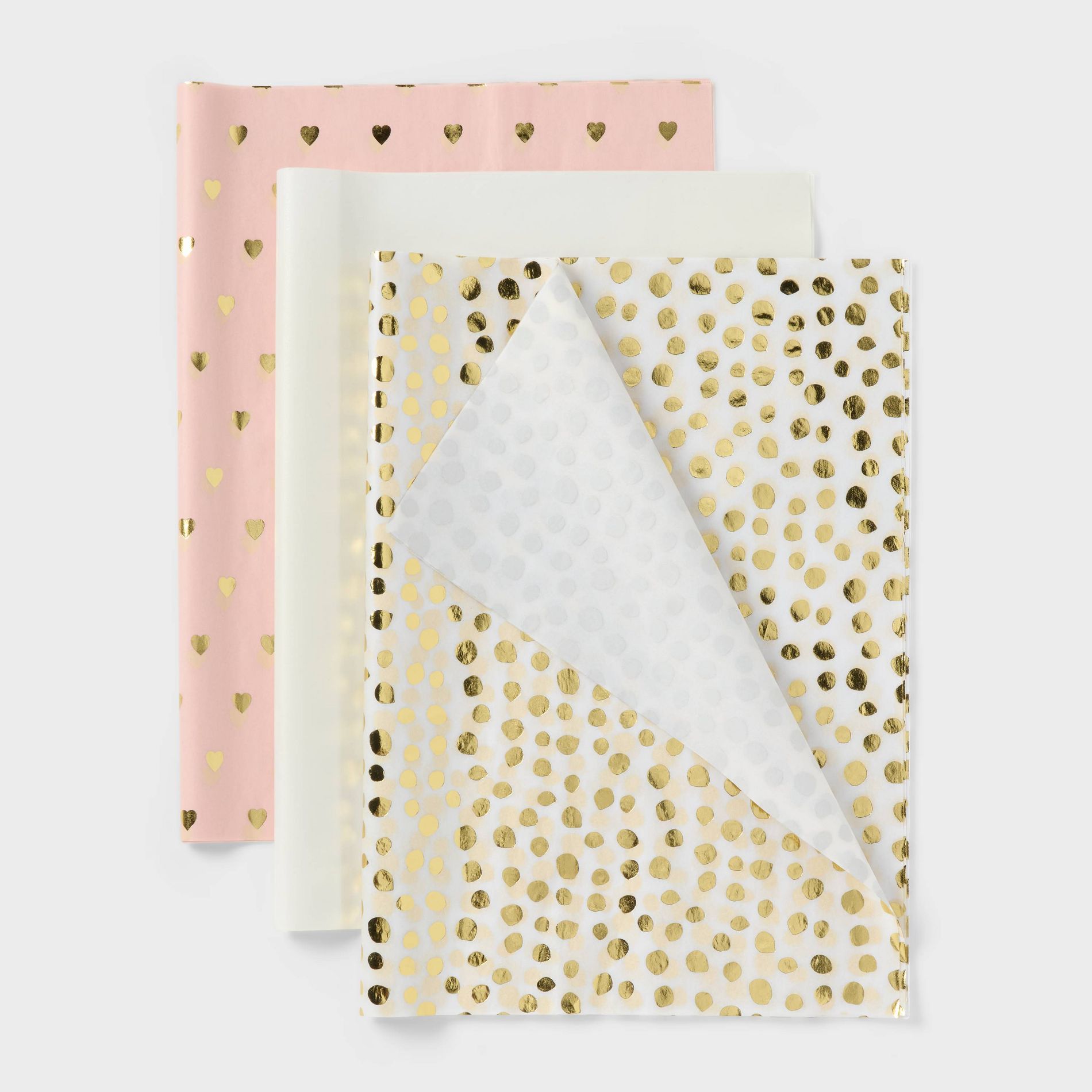 20ct Tissue Paper Pink Metallic Hearts/ Dots Print - Spritz™: Multicolor Gift Packaging, 20 Sheets, 16.5" x 24" for All Occasions