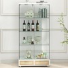 KTMBDW Glass Display Cabinet with 4-Shelf Double Doors&Lock, Curio Cabinet, Tempered Glass Floor Standing Bookshelf with Drawer for Living Room,Office - 3 of 4