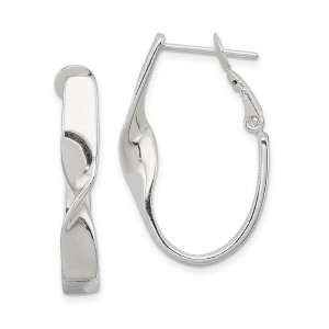 Black Bow Jewelry Oval Single Twist Hoops in Sterling Silver - 30mm (1 1/8 Inch) - 1 of 4